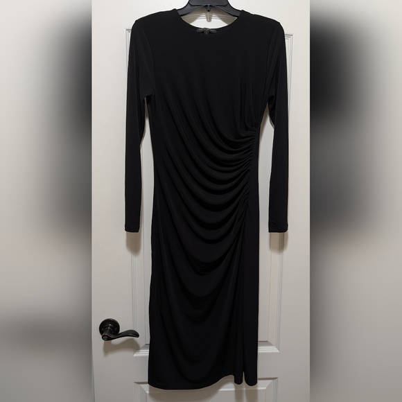 Dresses & Skirts - Banana Republic Knit Shirred Midi Dress, Elegant, Black, Long Sleeve, Size Small